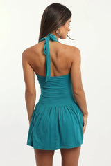 Green Halter Neck Mini Dress