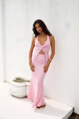 Palm Tree Paradise Maxi Skirt Pink
