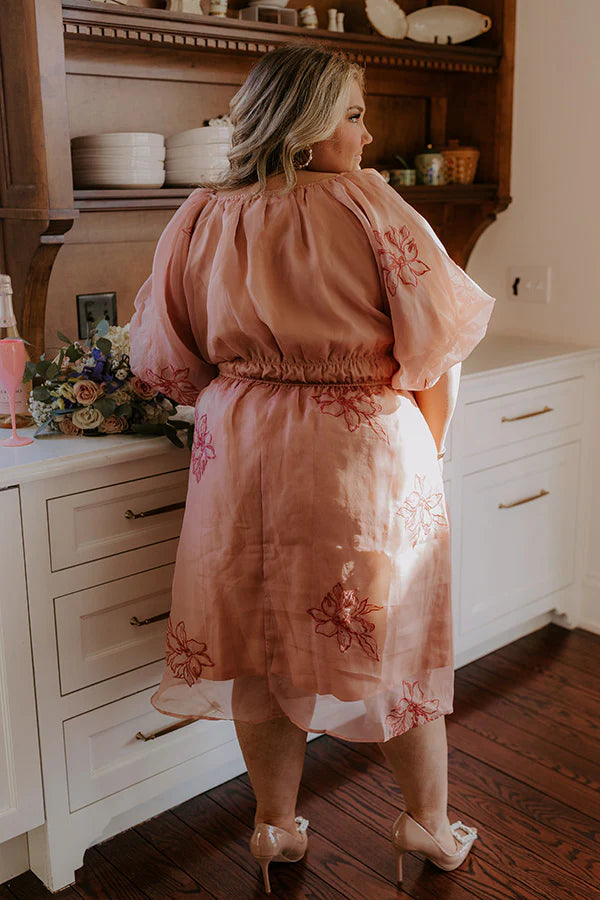 Style A La Mode Embroidered Organza Midi Dress Curves