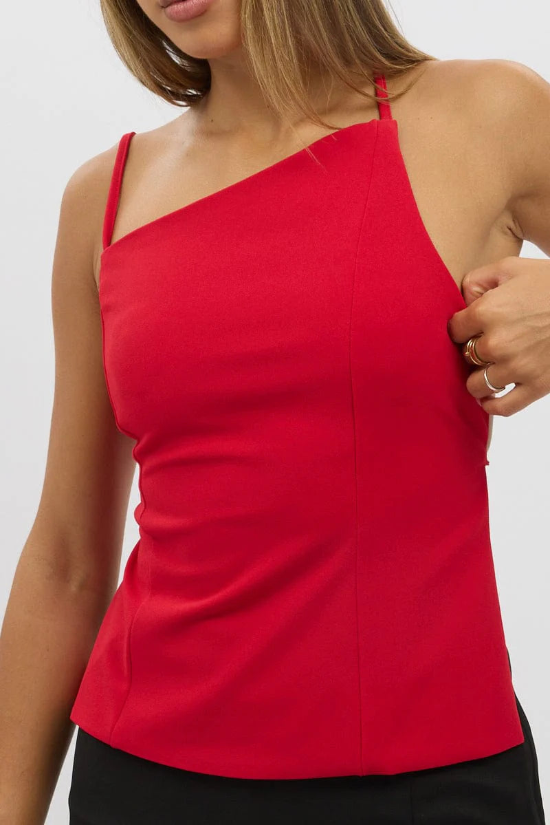 Red Singlet Top Backless