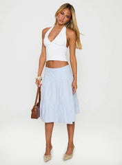 Cascades Low Rise Midi Skirt Blue / White Stripe
