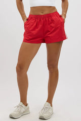 Red Track Shorts Side Stripe