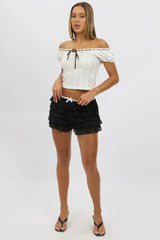 White Puff Sleeve Top Short Sleeve