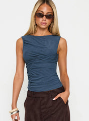 Persuade You Ruched Top Blue
