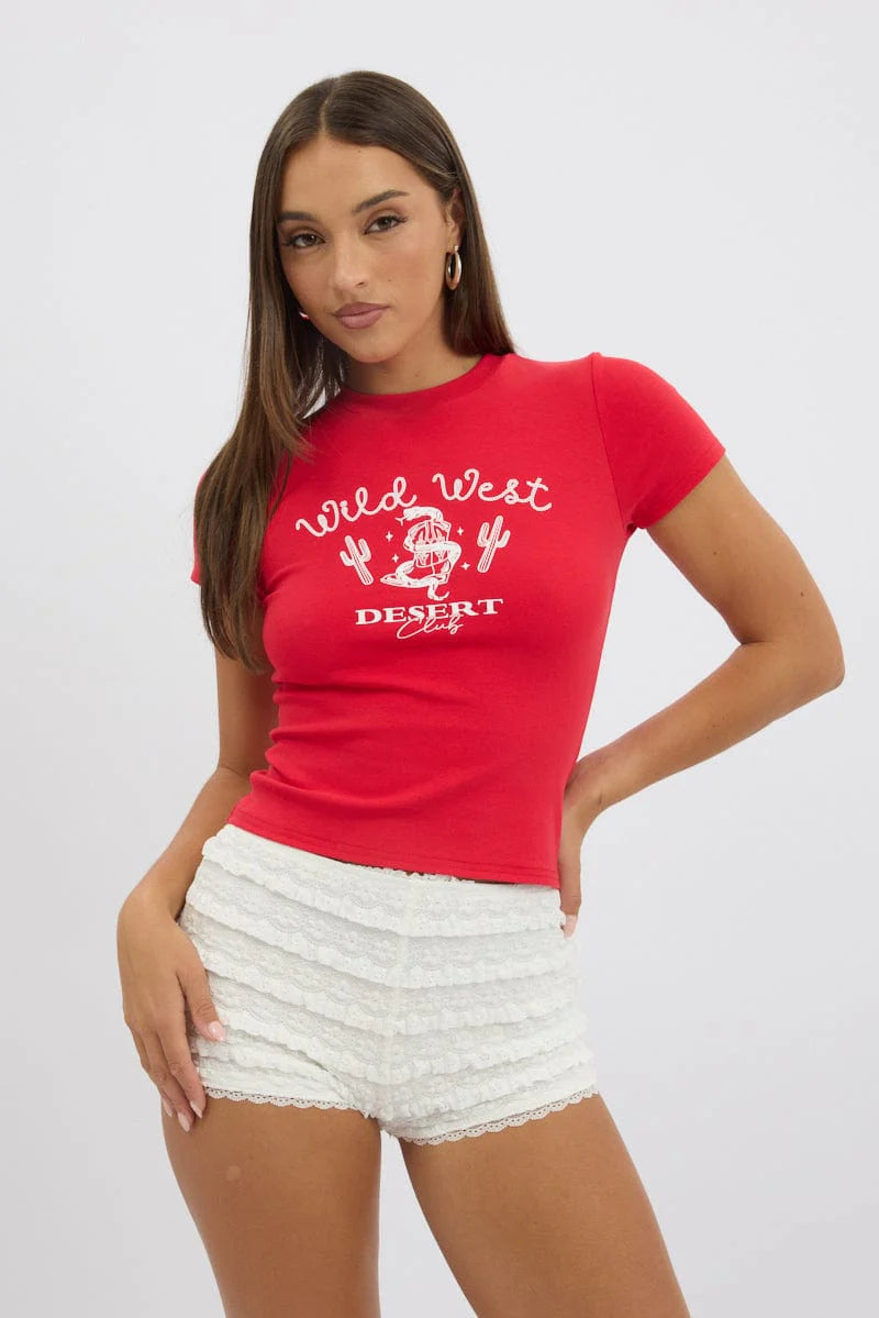Red Graphic Tee Short Sleeve