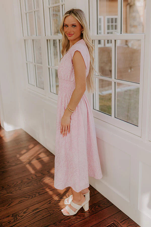 Garden Stroll Midi Dress in Pink