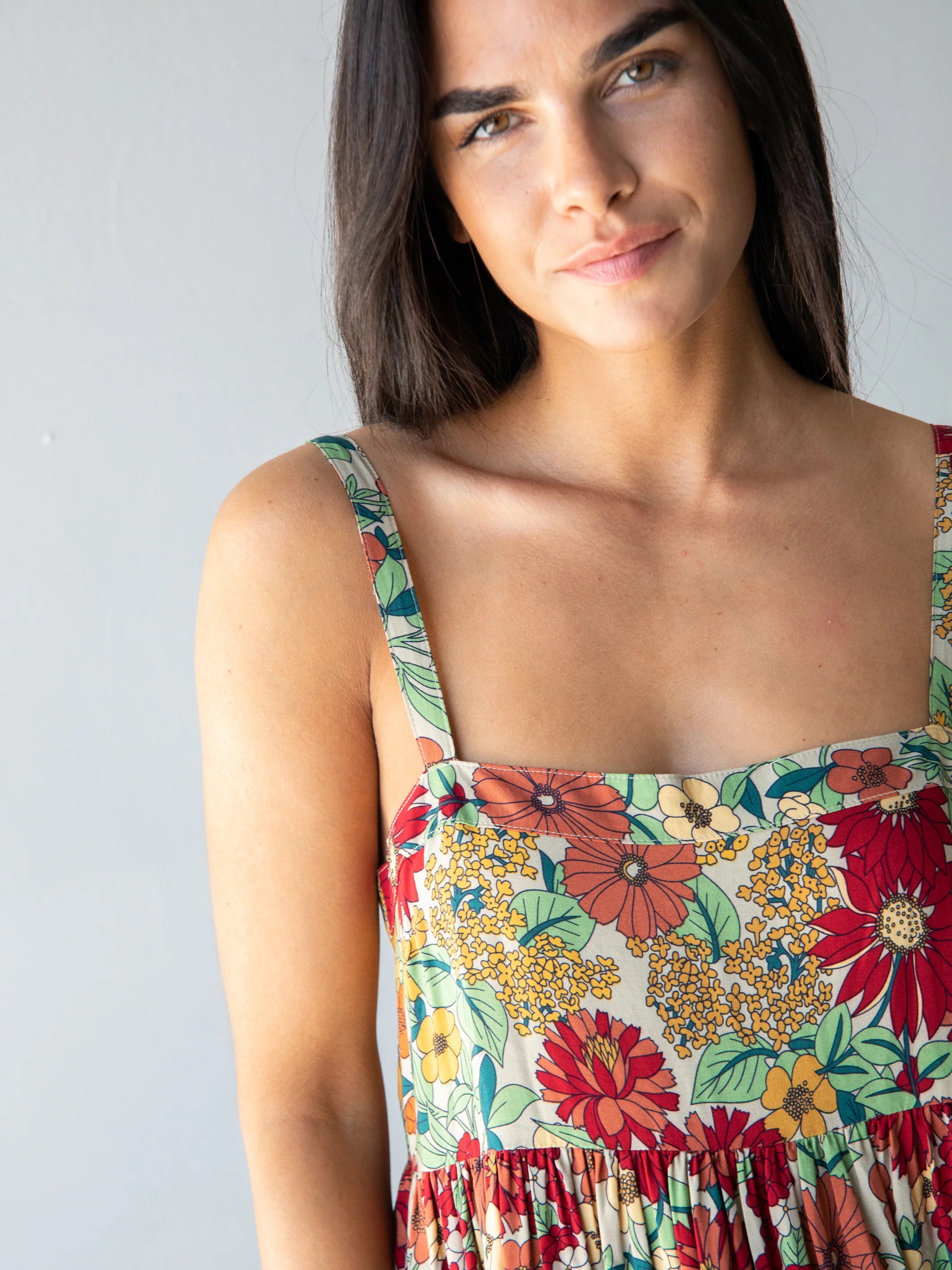 Patti Dress - Gold Vintage Floral