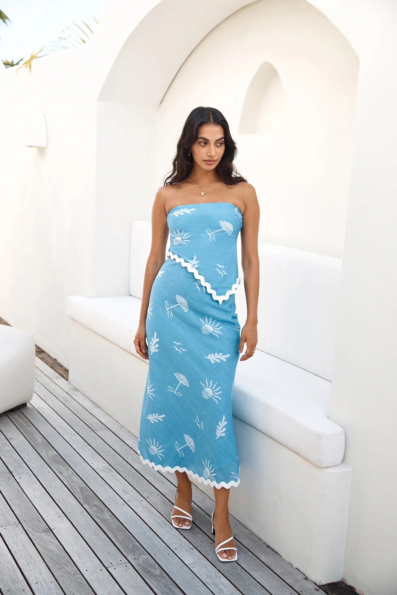 Vacation Away Asymmetrical Top Blue