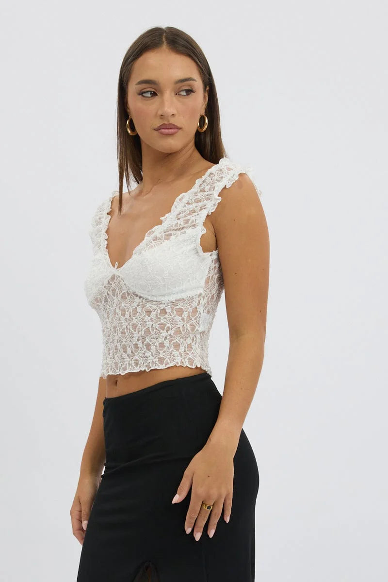 White Lace Top Sleeveless