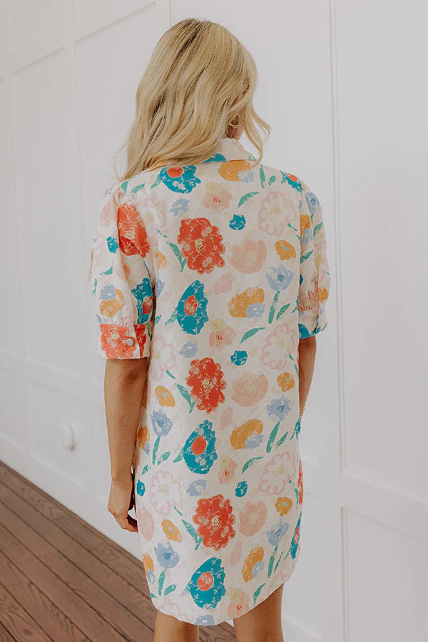 Pop Of Color Floral Embroidered Mini Dress