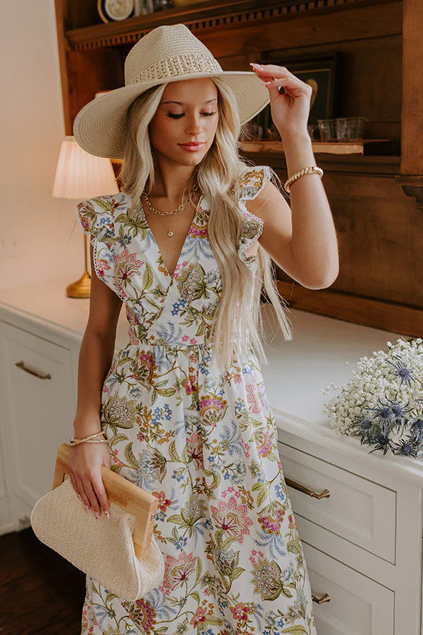Romance In France Floral Maxi Dress