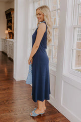 Small Town Bistro Knit Midi Dress in Navy