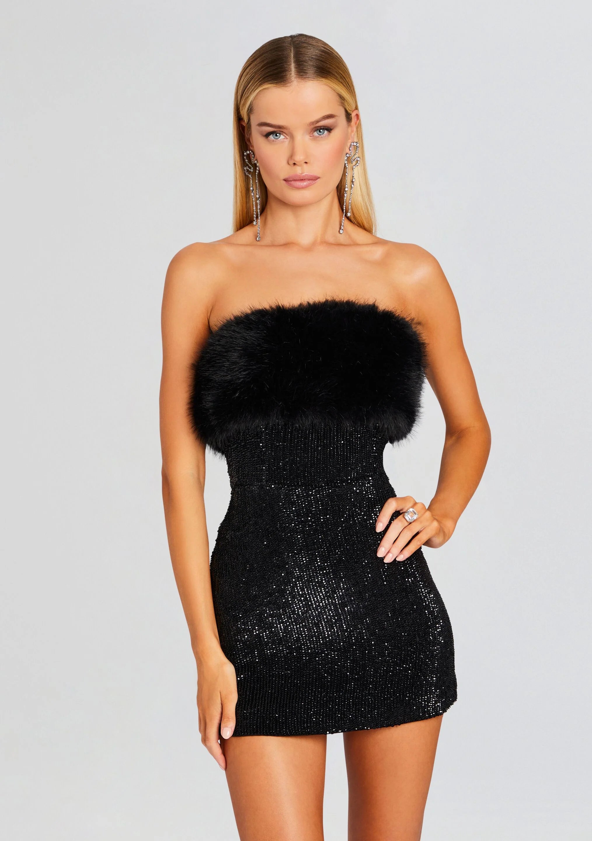 Torin Sequin Fur Dress