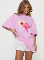 Hibiscus Haven Oversized Tee Pink