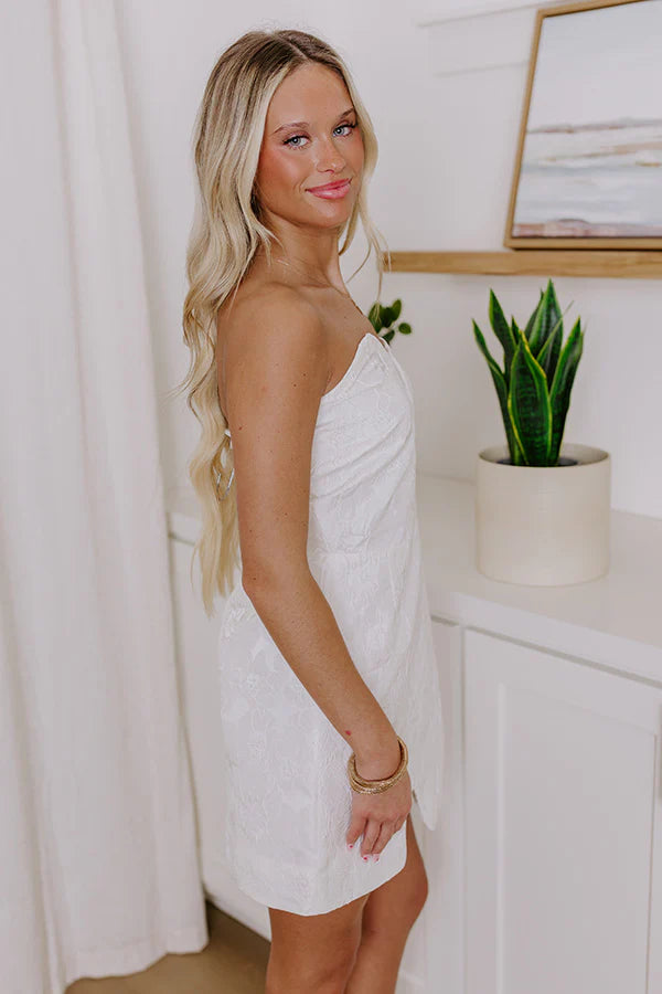 Graceful Appearance Jacquard Mini Dress in White