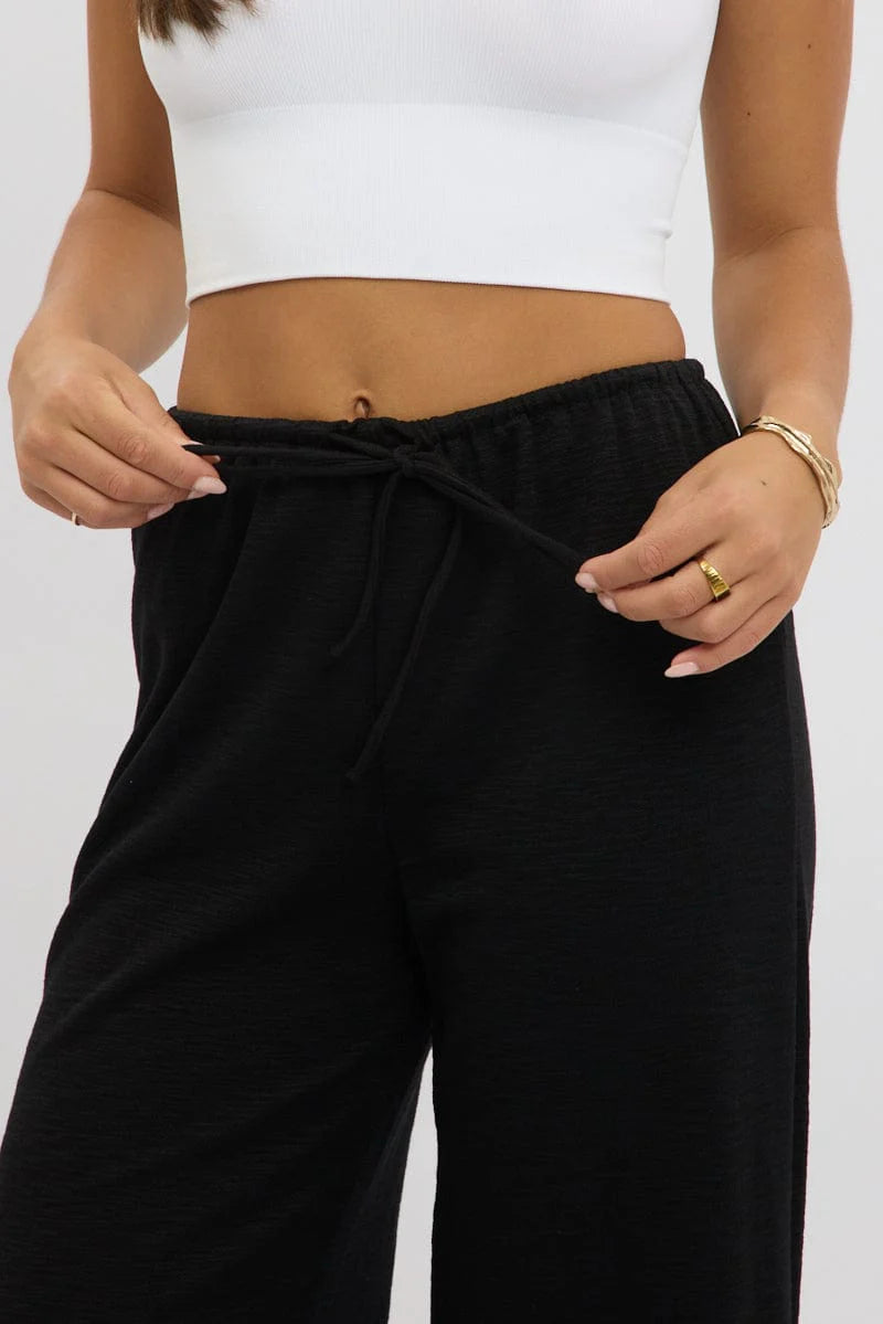 Black Wide Leg Pants Low Rise