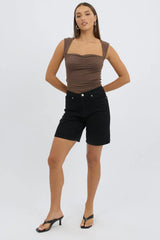 Black Bermuda Jorts Mid Rise