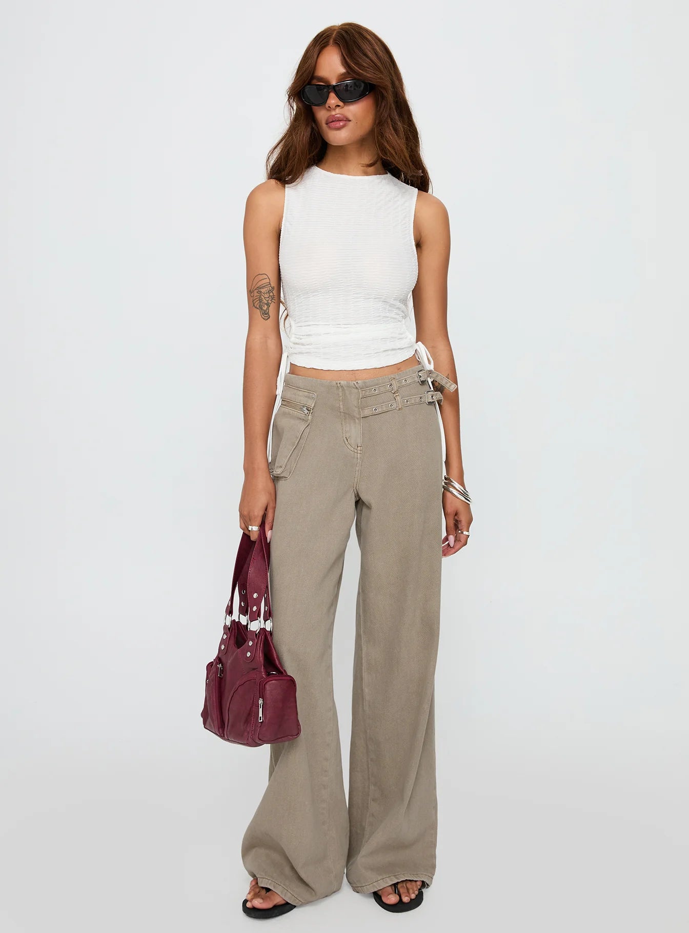 Kaelis Tie Side Top White