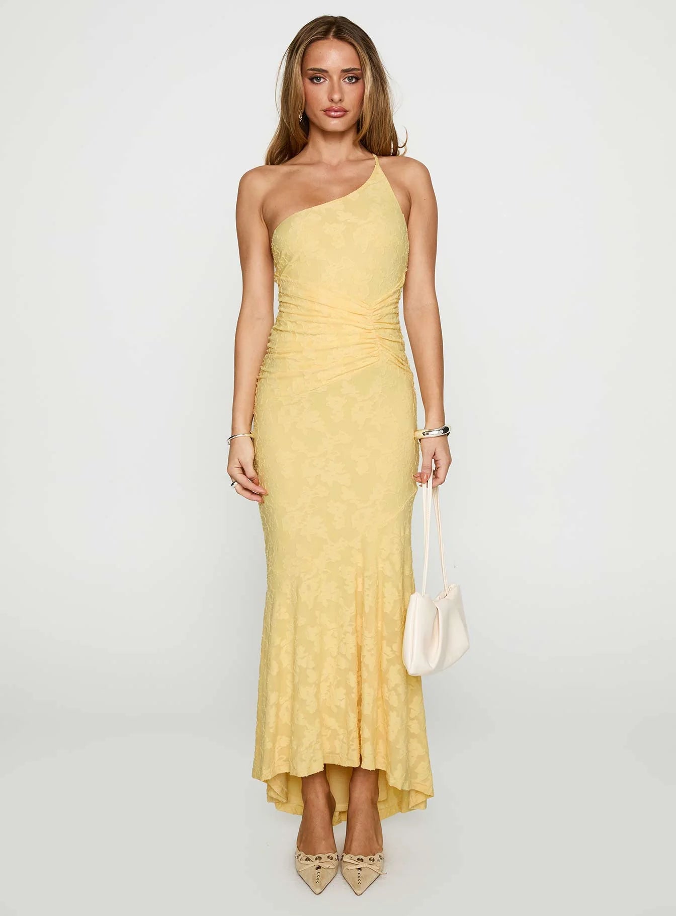 Starlights One Shoulder Maxi Dress Lemon