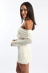 White Off Shoulder Dress Long Sleeve