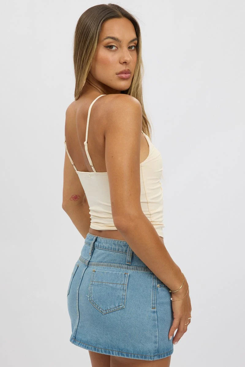 Yellow Singlet Top Beads With Details