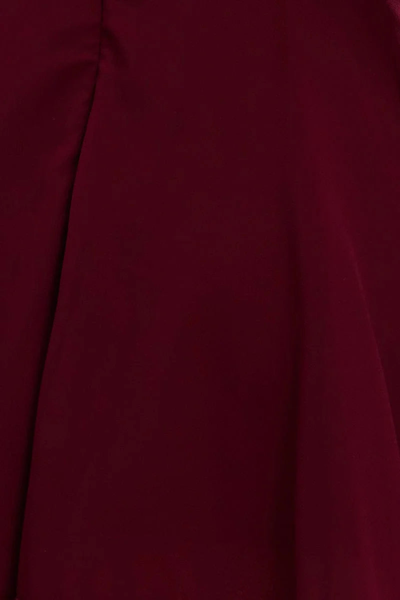 Red Mini Dress Ruffle Detail Chiffon