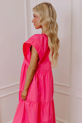 Subtle Charm Button Down Midi Dress in Pink