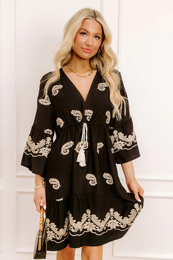 Bonding In Bali Embroidered Mini Dress