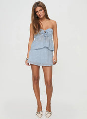 Rosenberg Strapless Top Blue