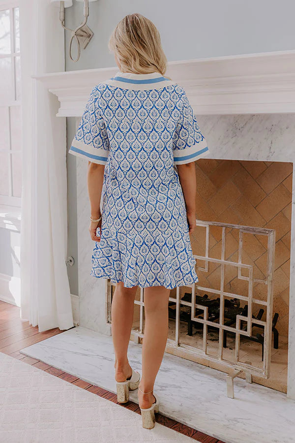 French Market Promenade Mini Dress in Blue
