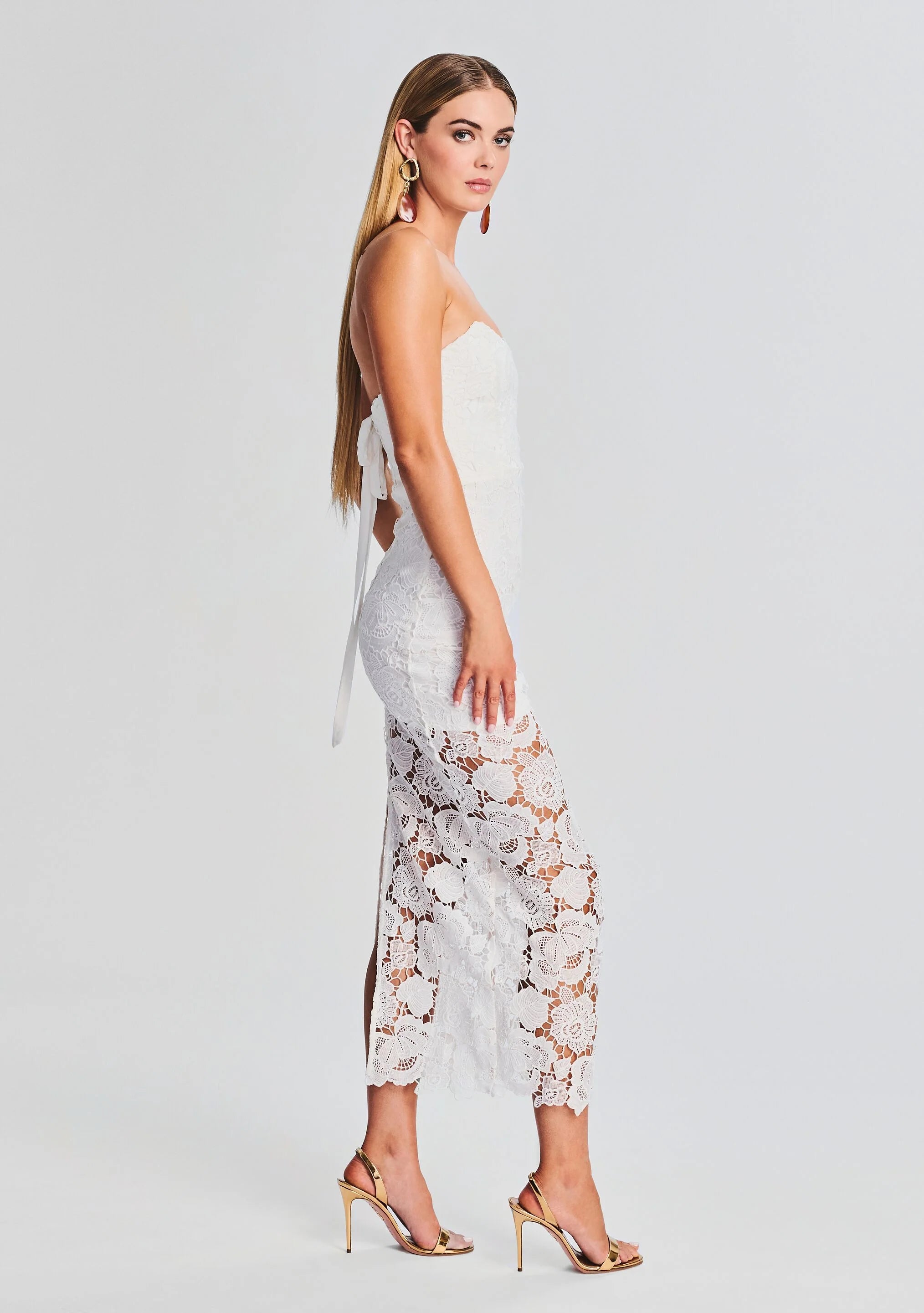 Eliza Lace Strapless Maxi Dress