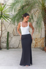 Palm Tree Paradise Maxi Skirt Black