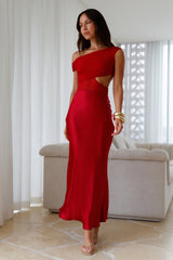 Dreamer’s Path Off The Shoulder Maxi Dress Red