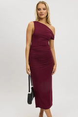 Red Bodycon Dress Twist Off Shoulder