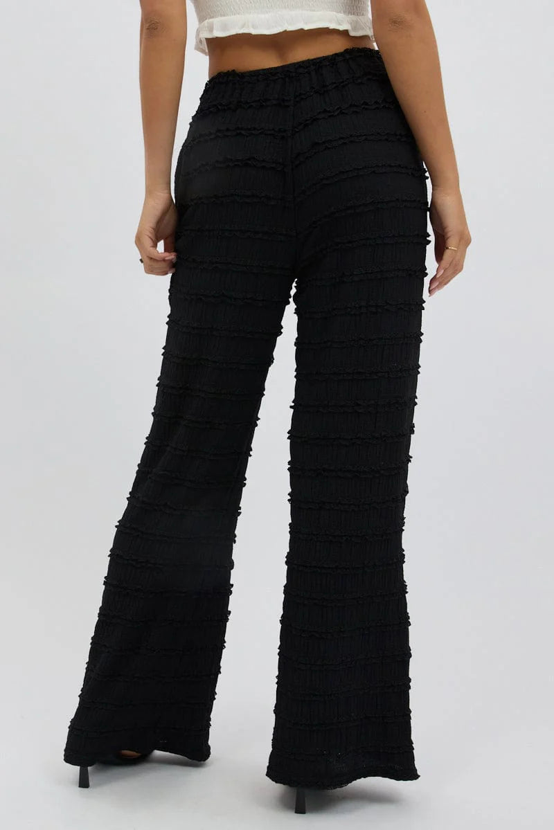 Black Wide Leg Pant Lace