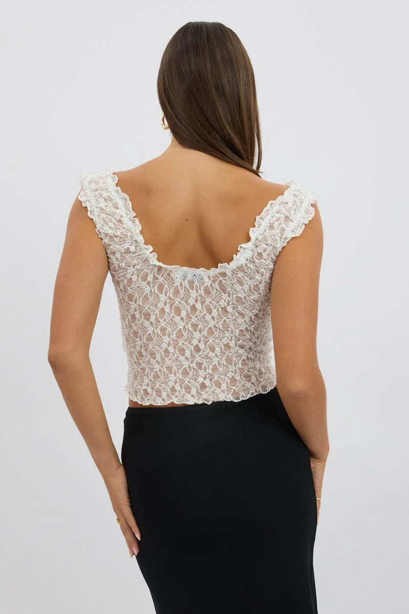 White Lace Top Sleeveless