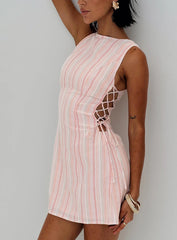 Earlie Mini Dress Pink Stripe