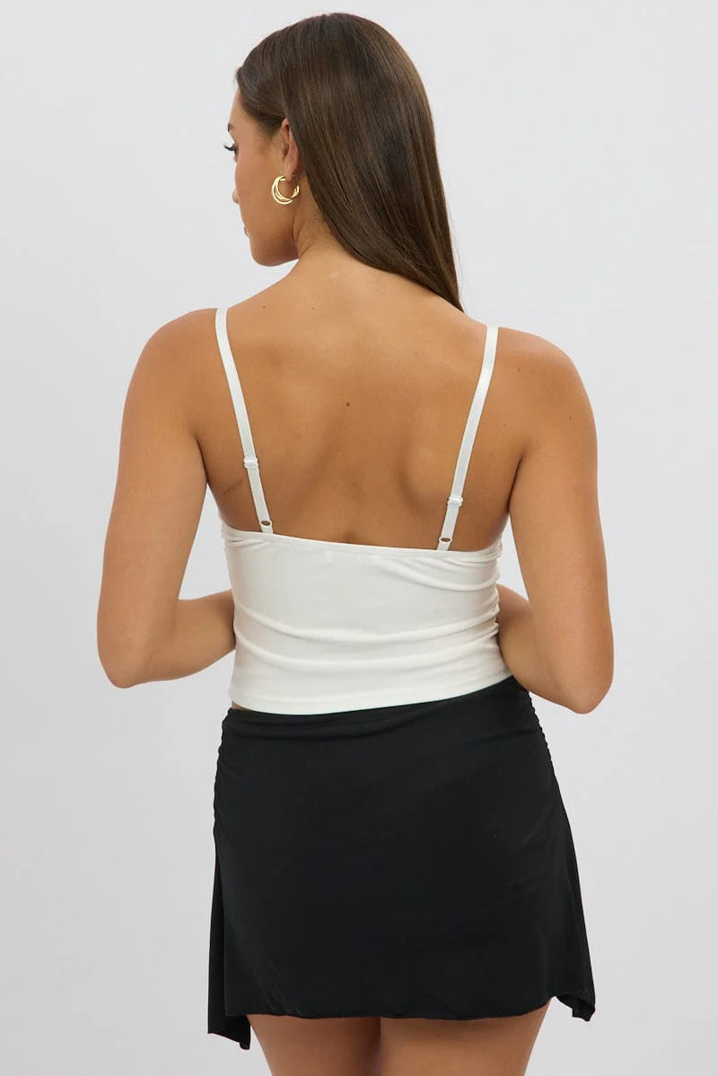 White Mesh Singlet Top Lace Insert