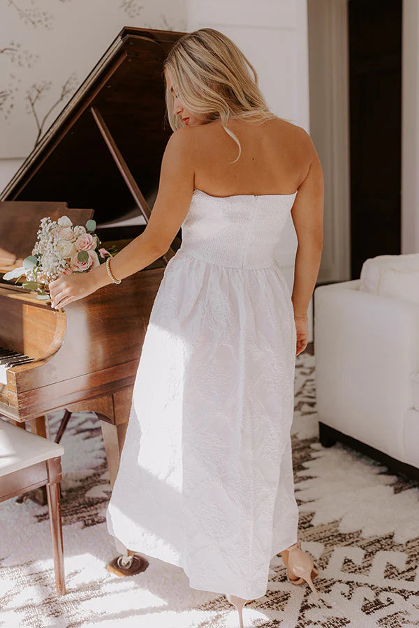 Night At The Gala Jacquard Midi in White