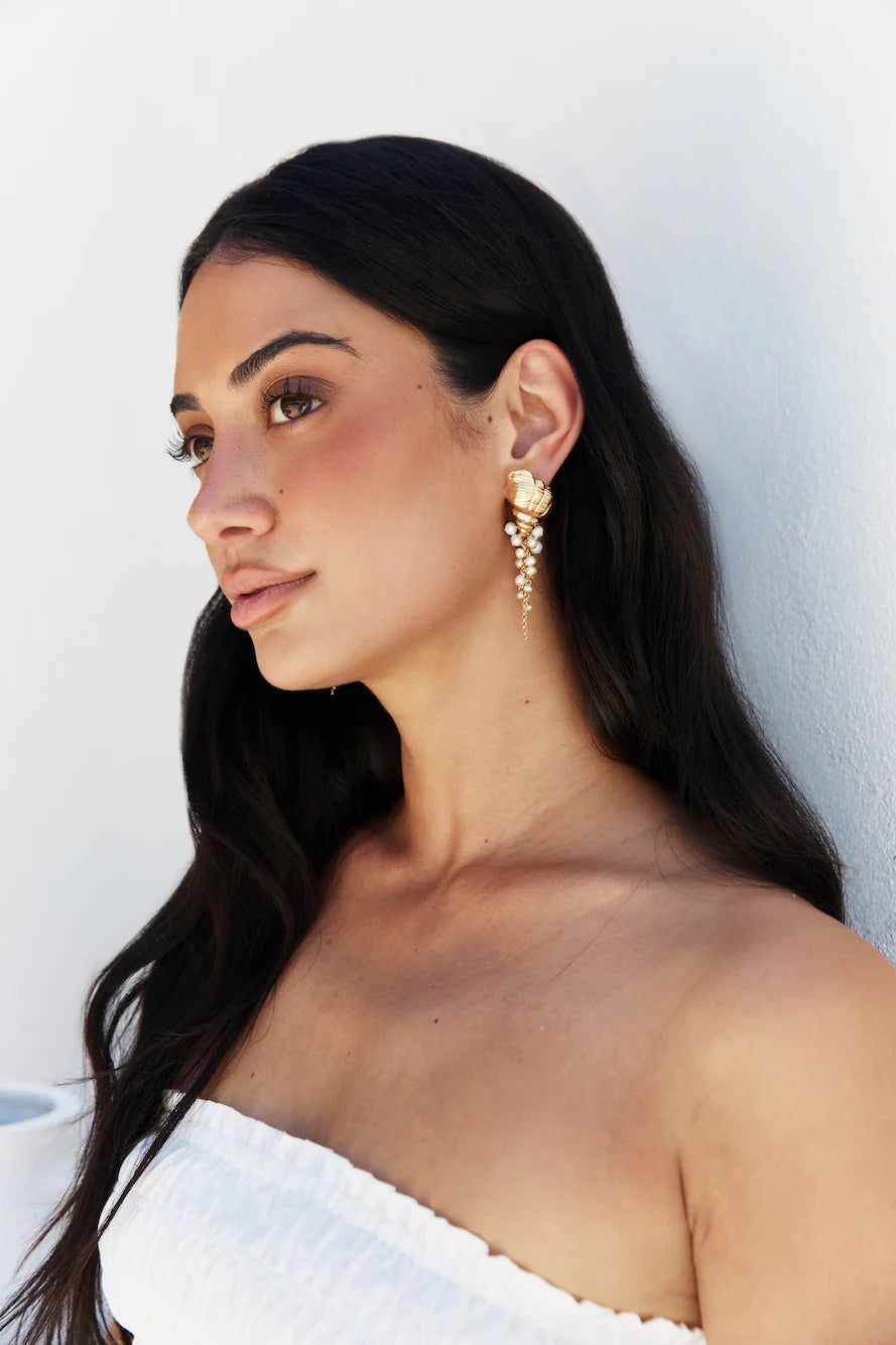 18K Gold Plated Hearing Waves Earrings Gold
