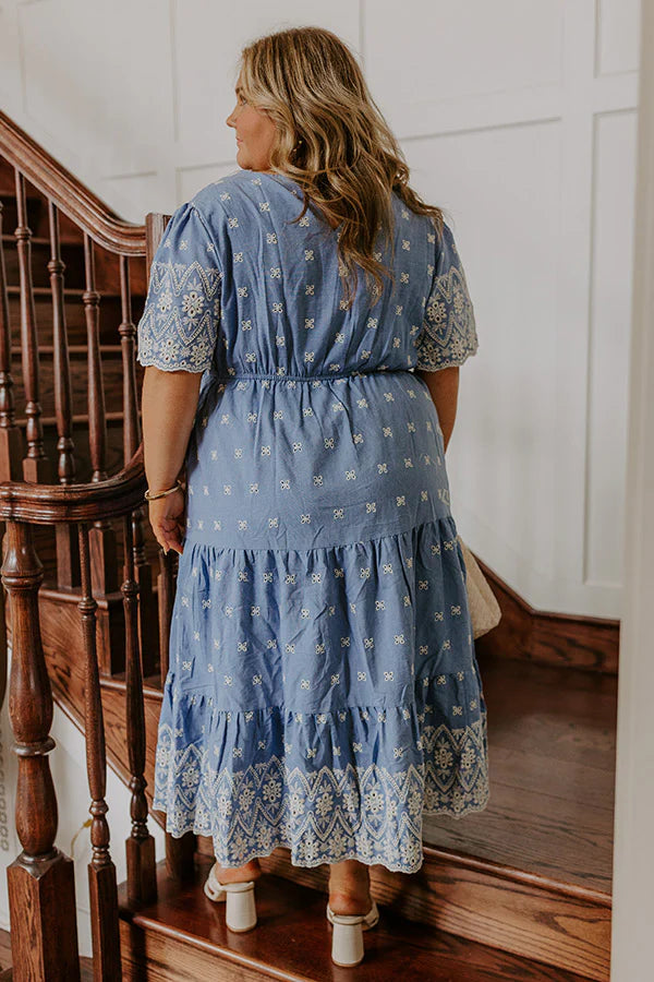 Sunday Brunch Floral Embroidered Midi Dress Curves