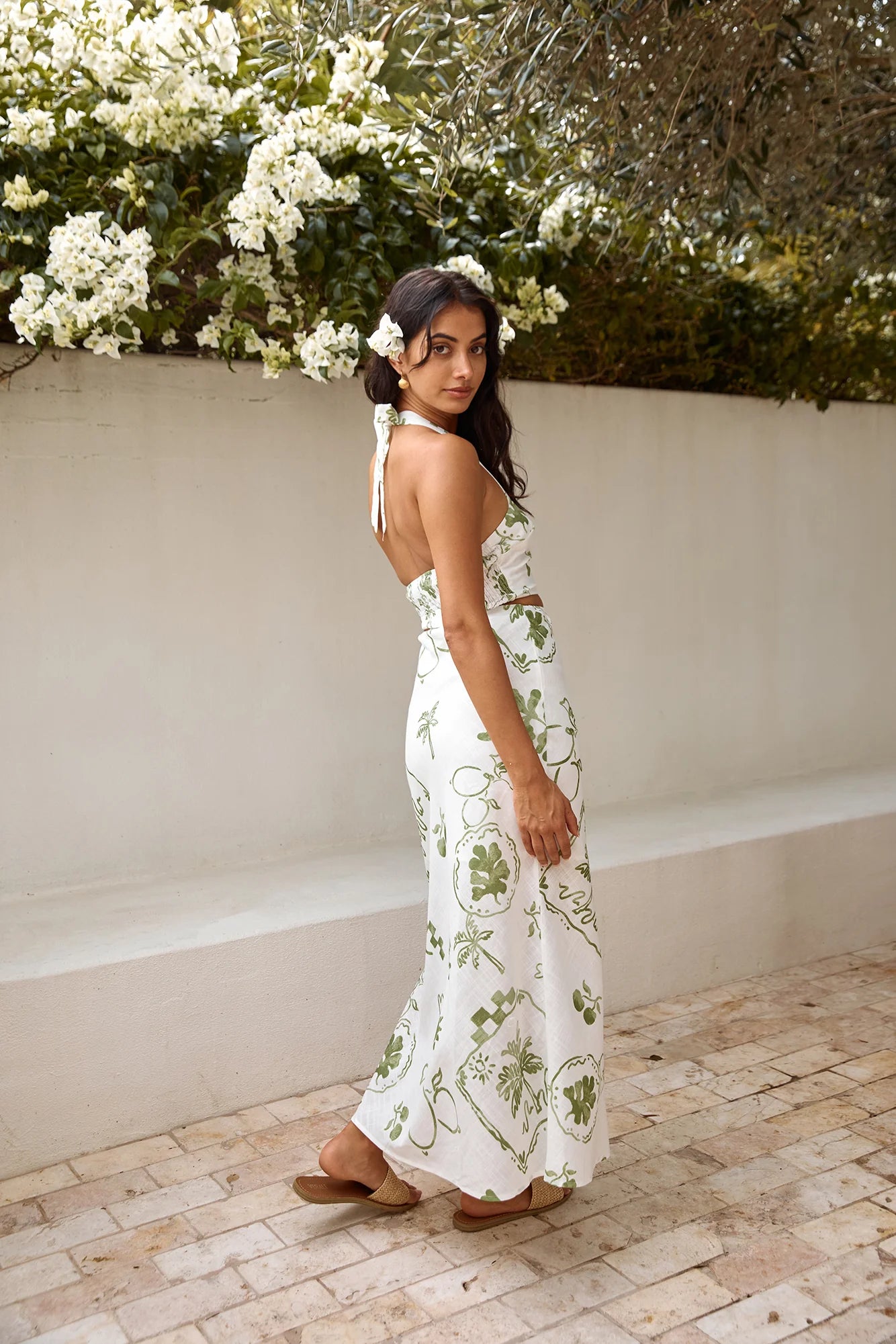 Over The Hedges Halter Crop Top Green