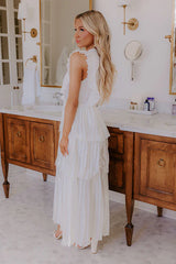 Seeking Champagne Pleated Maxi Dress In White