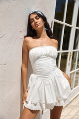 Country Darling Strapless Mini Dress White