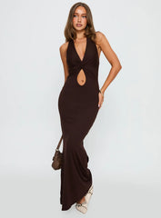 No Hard Feelings Twist Maxi Dress Brown
