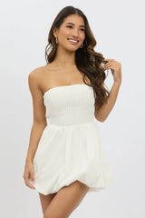 White Bubble Mini Dress Strapless