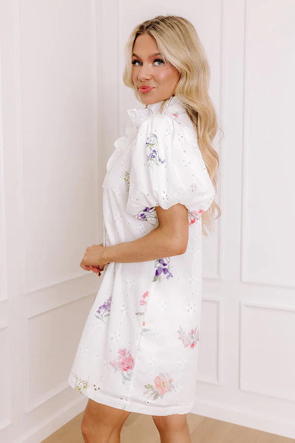 Brunch Date Floral Eyelet Mini Dress