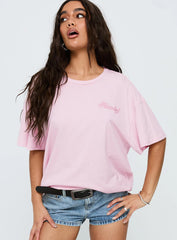Howdy Partner Oversized Graphic Tee Pink