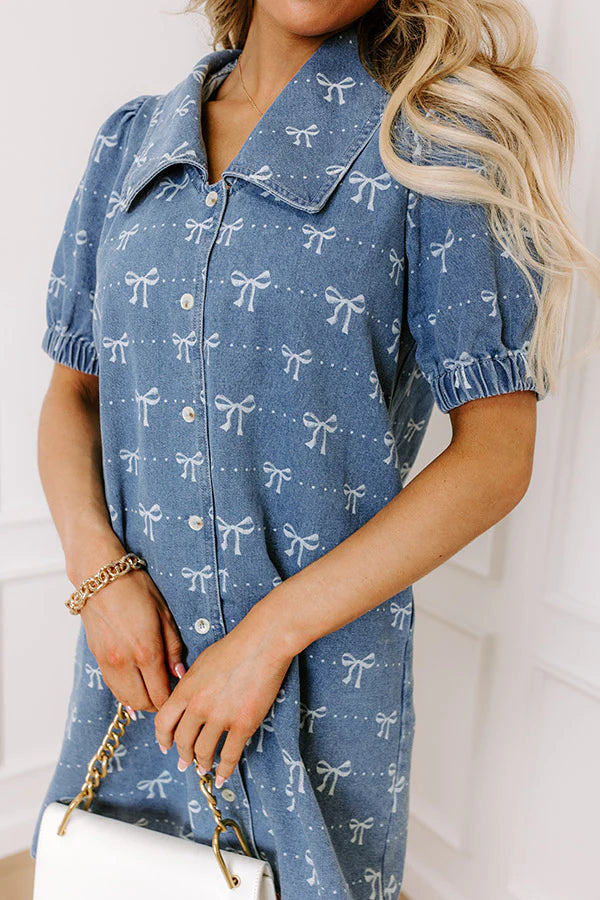 Charming Moment Denim Mini Dress in Light Wash