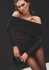 Oriana Embellished Mesh Top